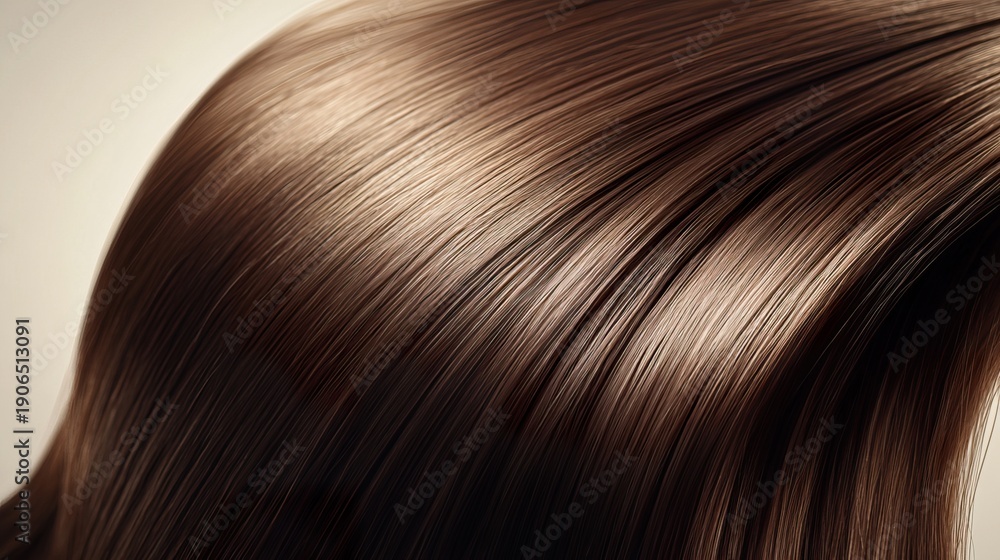 Fototapeta premium A sleek, ultra-smooth straight hair close-up, deep shine, flawless strands, soft studio lighting, high-definition beauty shot