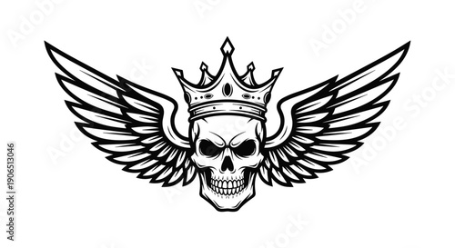 Black and White Skull with Wings Crown.