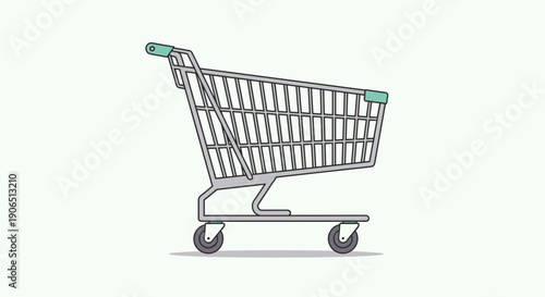 Simple Line Drawing of Shopping Cart.