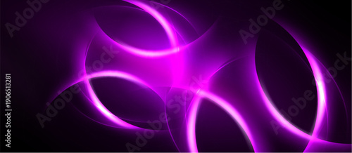 Abstract pink swirls, luminous curves, dark background. Dynamic composition creates vibrant visual effect. Smooth gradients, flowing lines.