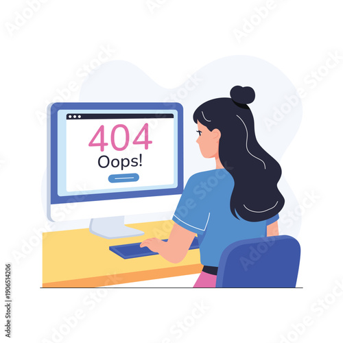 A visually appealing flat illustration of 404 error page not found concept