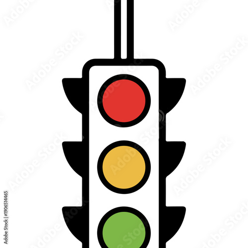 Traffic Light Icon with Red Yellow and Green Signals