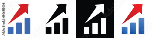 Business growth icon upward arrow with bar chart
