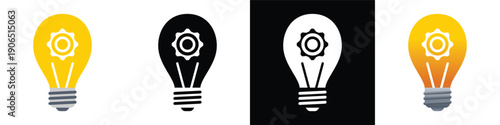 Startup idea icon light bulb with gear inside