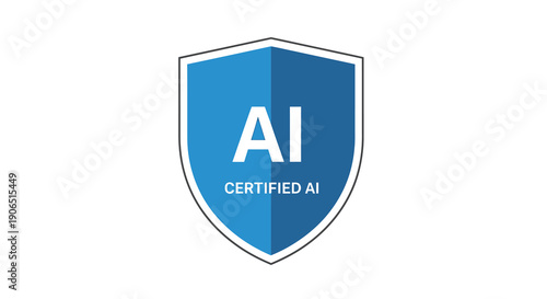 Certified AI Badge Icon Vector. Artificial Intelligence Security and Quality Assurance Shield Symbol.