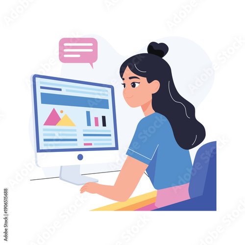 A visually appealing flat illustration of website analytics and data visualization