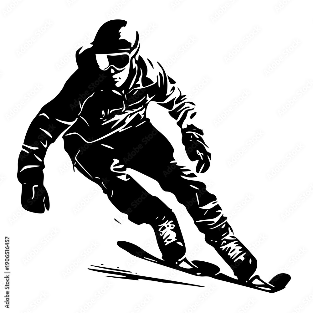 Fototapeta premium vector illustration of a snowboarder , vector illustration of a ski , silhouette of a ski 