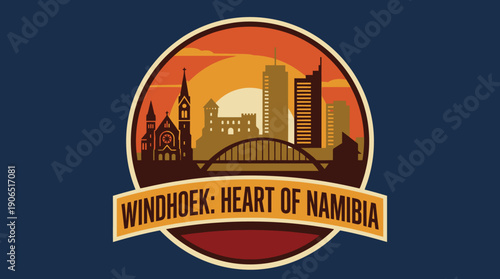 Windhoek Heart of Namibia - A Vibrant Cityscape Illustration Capturing the Spirit of the Capital