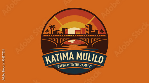 Katima Mulilo Gateway to the Zambezi River, Vibrant Sunset Over the Cityscape and Bridge Scenic View