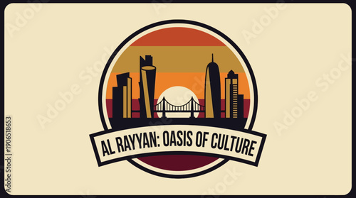 Stylized emblem featuring a dynamic city skyline silhouette with a bridge and a vibrant sunset, symbolizing a rich urban culture