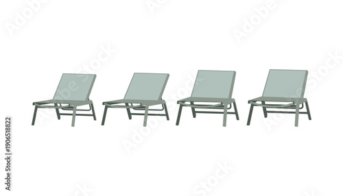 Outdoor Sun Lounger Chairs Vector Illustration