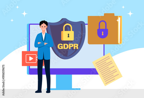 GDPR Policy Concept Illustration Vector Style