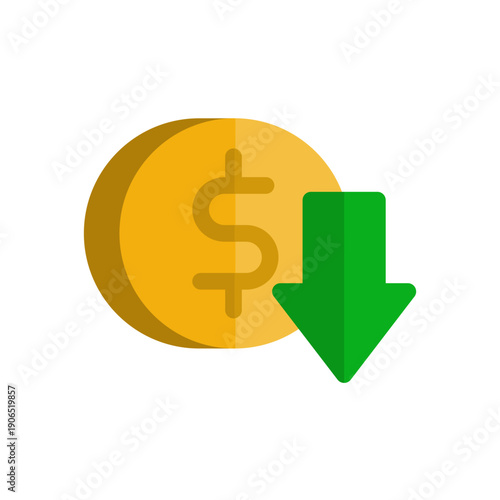 deflation money flat icon illustration