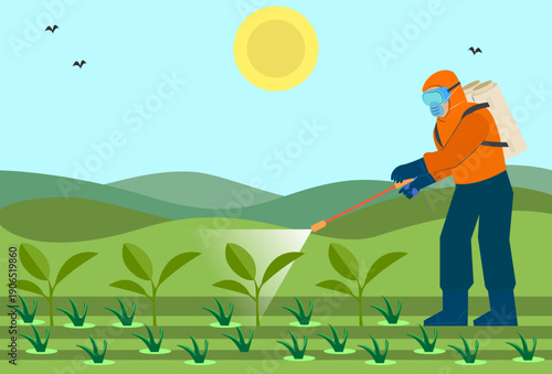 Insecticide Sprayer Concept Illustration Vector Style
