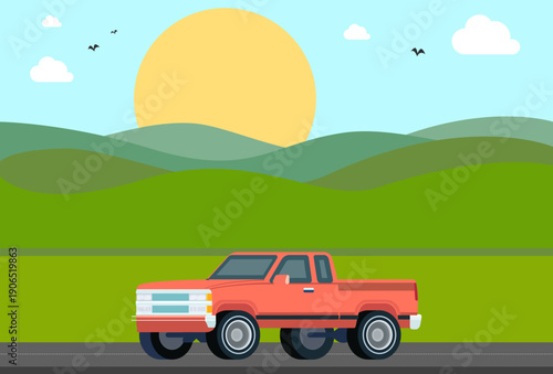 Pickup Truck Concept Illustration Vector Style