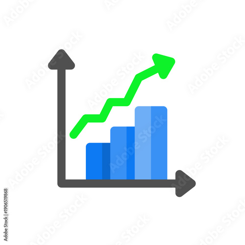 economic growth flat icon illustration