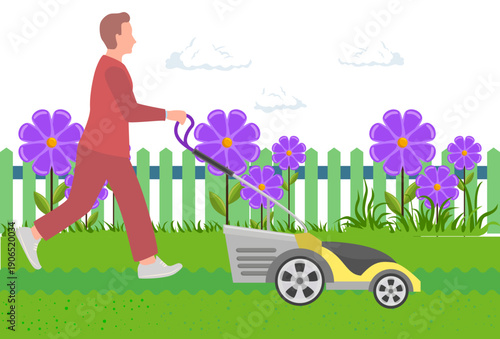Lawnmover Concept Illustration Vector Style
