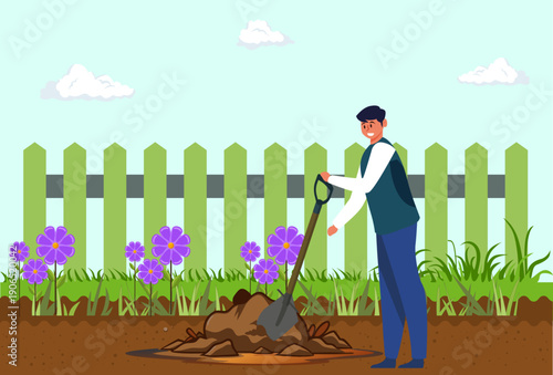 Shovel Concept Illustration Vector Style