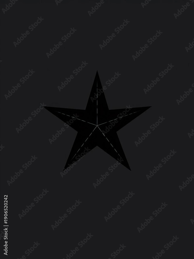 Fototapeta premium A stylized, minimalist representation of a five-pointed star in solid black color, creative, geometric
