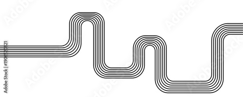 Abstract black and white retro pattern of black lines on a white background. Striped vector background.