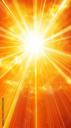 Vibrant orange background with radiant burst of light effect and energetic.