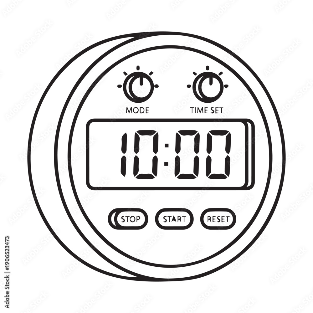 Fototapeta premium Digital Timer Clock for Time Management and Daily Activities – Countdown and Stopwatch Device..