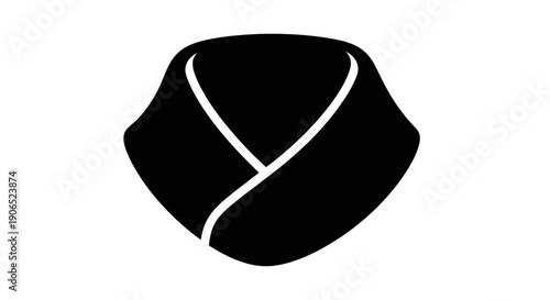 This black vector icon illustrates a scarf, symbolizing fashion, warmth, comfort, and seasonal clothing. It represents winter wear, personal style, and lifestyle fashion accessories. This icon is idea