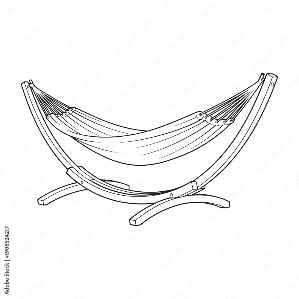 Fototapeta premium Hammock on stand illustration line art vector style coloring book 