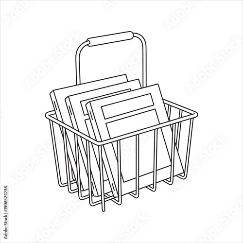 Magazine rack holder line art vector style coloring book 