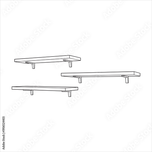 Mounted shelves line art vector style coloring book 