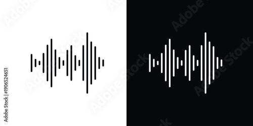 Abstract audio waveform graphic design icon on white and black background