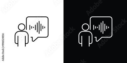 Sound Wave Icon Representing Audio Recording or Voice Communication, Set of Two Illustrations