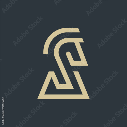 horse chess line vector logo design.