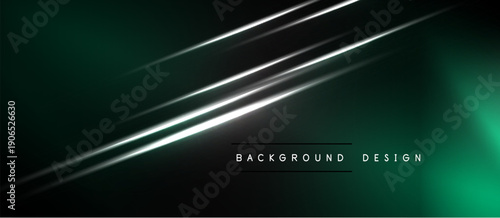 Dark green background features bright silver lines. Minimalist design with gradient effect. Text reads background design. Modern aesthetic.