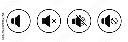 Mute speaker icon set. Keep silent sign. Keep silent icon vector. Mute speaker.