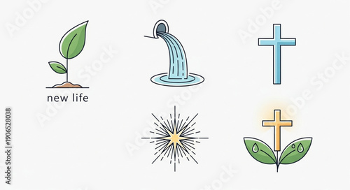 Collection of religious and life symbols.