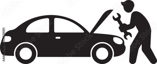 Auto mechanic car service repair and maintenance work icons set isolated vector illustration