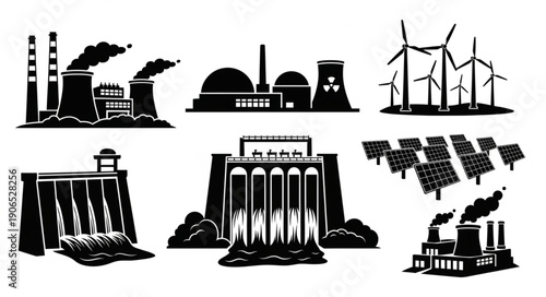 Collection of renewable and non-renewable energy generation facilities.