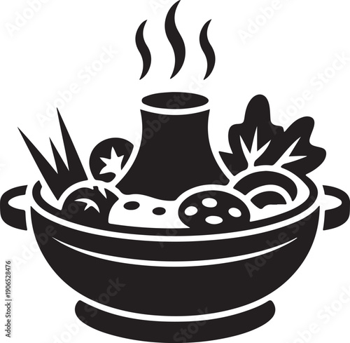 Asian hotpot, hot pot or steamboat flat icon for food apps and websites