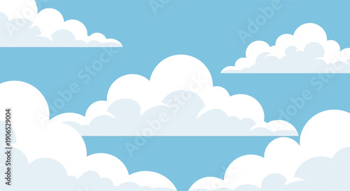 Azure Sky and Fluffy Clouds: A serene composition showcases a vibrant azure sky adorned with fluffy, cotton-like clouds, creating a sense of peace and openness.