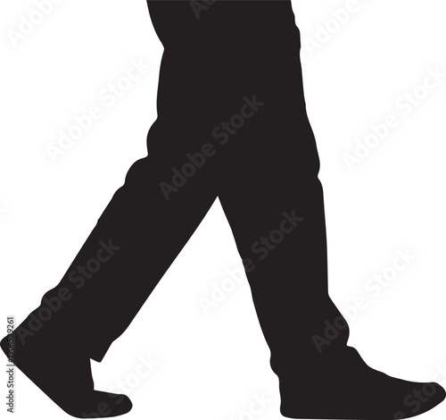 Close up silhouette illustration of walking legs vector graphic