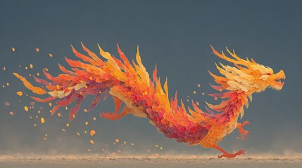 Chinese New Year. Lunar New Year of Dragon Chinese new year red background for 2026 year of horse. The red dragon is a beautiful animal from China. High quality