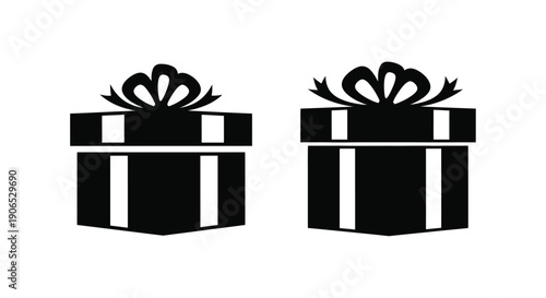 Two black gift boxes with bows a simple celebratory illustration