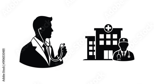 A black and white illustration of a waiter holding a cocktail and notepad