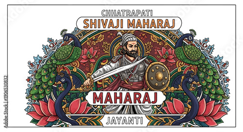 Illustration of Chhatrapati Shivaji Maharaj on Chhatrapati Shivaji Maharaj Jayanti, a historic Indian nationalistic celebration