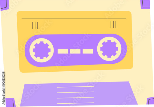 Retro Vintage Audio Cassette Tape Flat Vector Illustration