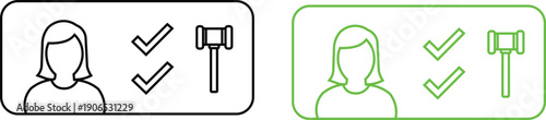 Two icons showing judge approval with transparent background