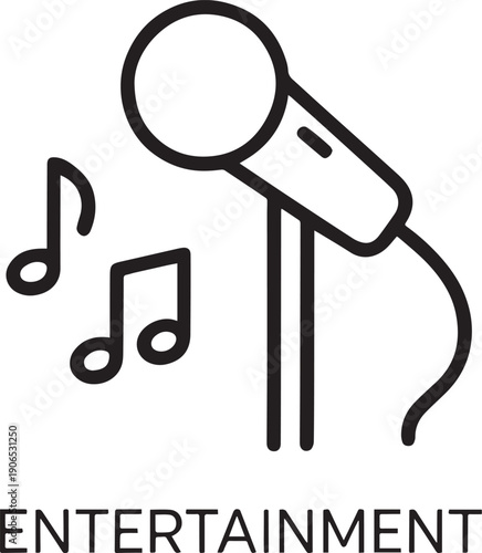 Microphone and Music Notes Icon for Entertainment