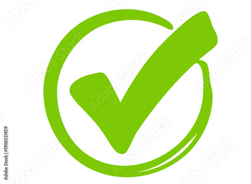 Elegnt drawn green checkmark symbol
