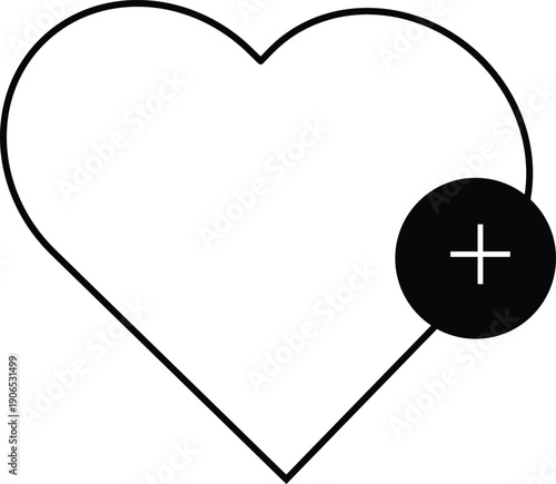 Heart Shape With Plus Symbol Inside Circle